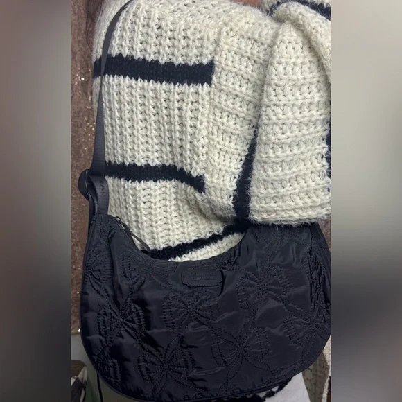 Damson Madder Crescent Bow-embroidered Satin Shoulder Bag - Picture 6 of 9